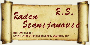 Raden Stanijanović vizit kartica